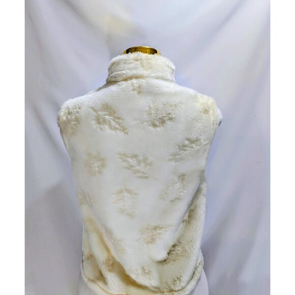 Coldwater Creek Faux Fur Zip Vest Embossed Leaf Cream Made in USA Size S - Picture 4 of 8
